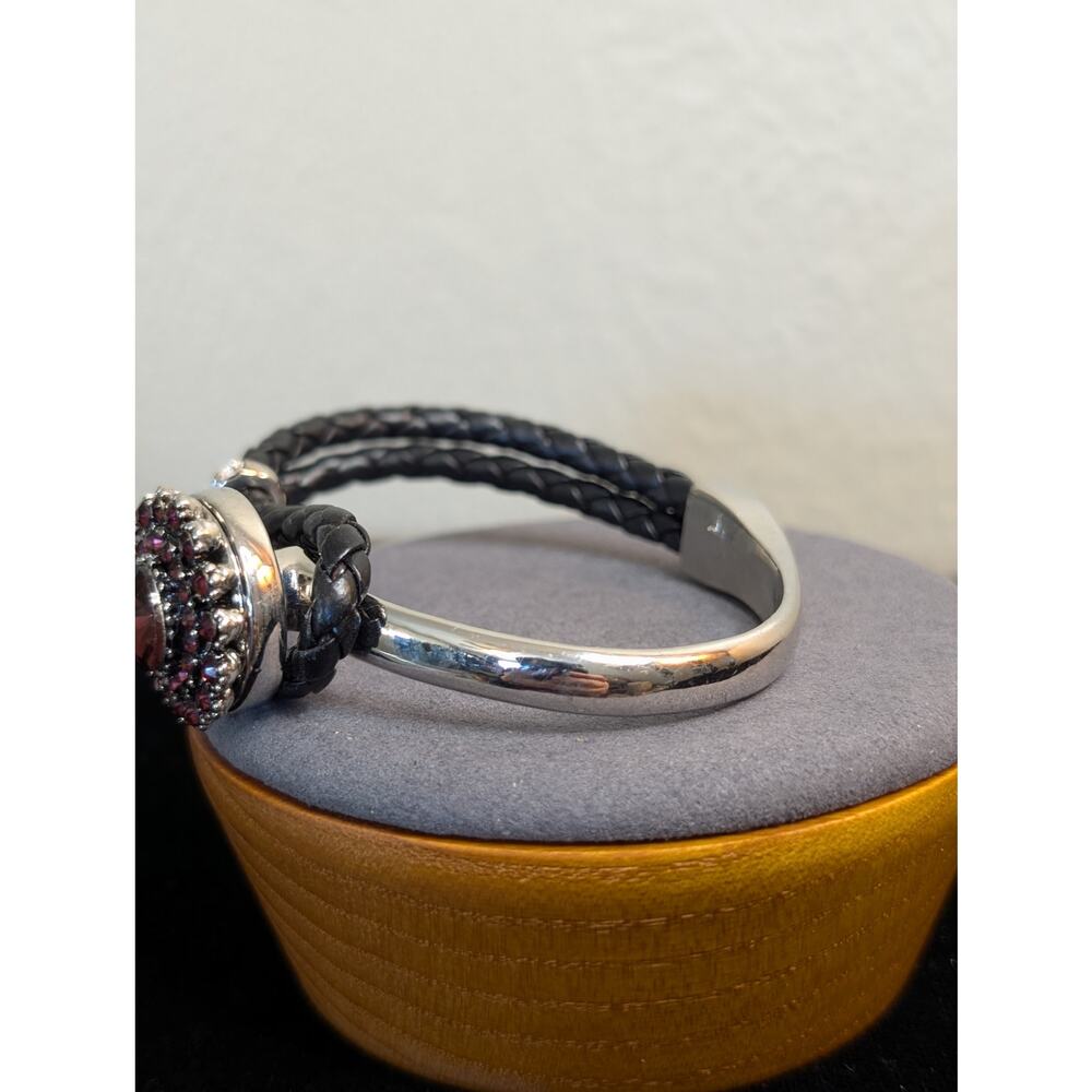 Ginger Snaps Leather Silver Tone Button Clasp Rhi… - image 7